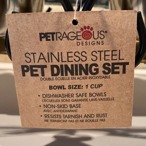 Metal Scroll Pet Dining Set in Stainless Steel - Picture 7 of 8